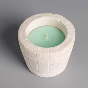 Свеча фигурная ароматическая в бетоне "Деревянное ведро",8х6,5см,зеленый,кедр, можжевельник
