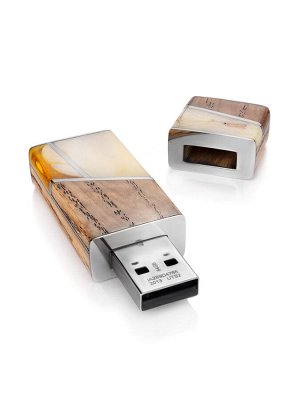 Usb-накопитель на 32 Gb, в корпусе из древесины зебрано и натурального янтаря