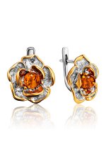 Изысканные серьги из коньячного янтаря «Лютик»