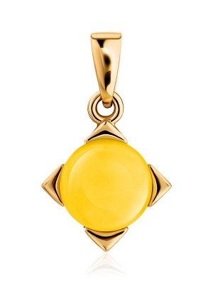 Маленькая нежная подвеска из золота с натуральным медовым янтарём «Рондо»