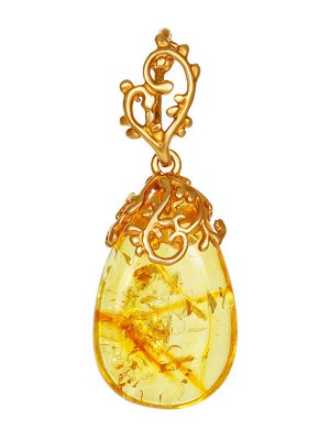 Яркая подвеска из прозрачного лимонного янтаря «Версаль»