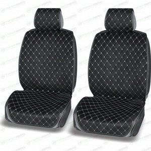 Чехлы-накидки AUTOPREMIER Absolute для передних сидений, алькантара и экокожа, черный/серебристый цвет, 4 предмета