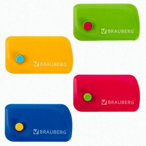 Ластик выкидной BRAUBERG &quot;Delta&quot;, 60х33х18 мм, цвет ассорти, пластиковый держатель ассорти, 223594