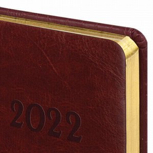Ежедневник датированный 2022 А5 138x213 мм BRAUBERG "Cayman", под кожу, черный/коричневый, 112739