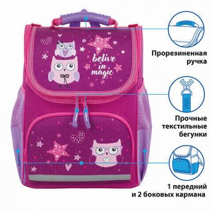 Ранец ПИФАГОР BASIC, с эргономичной спинкой, "Smart owls", 35х28х18 см, 229933