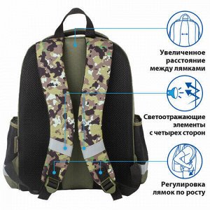 Ранец ПИФАГОР EVA BASIC, 1 отделение, &quot;Military&quot;, 39х30х16 см, 229939