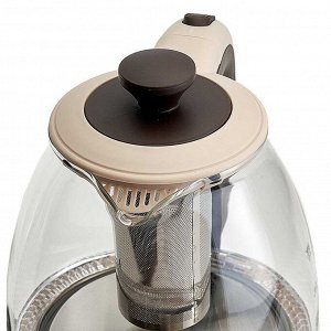 Чайник электрический 1100 Вт, 1 л LUX DE-1005 бежевый, фильтр для чая, функция поддержания температуры