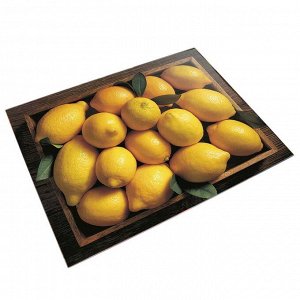Доска разделочная 30?40 см стеклянная ДВ7-014 "Ящик с лимонами"