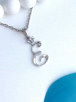 Серебряная подвеска &quot; Буква Е &quot; с бесцветными фианитами  - 340