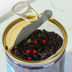 Чай чёрный «Попробуй счастье», с мятой и клубничными сахарными сердечками, 60 г.