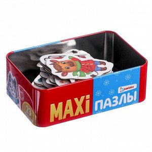 Макси-пазлы в металлической коробке «Весёлый Новыйод», 46 деталей