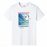 Мужская футболка, надпись &quot;Protect ocean&quot;, принт &quot;Дельфины&quot;, цвет белый