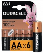 DURACELL®  Basic AA Батарейки алкалиновые 1.5V LR6, 6шт
