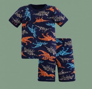 Детская пижама, принт "Динозавры", цвет синий