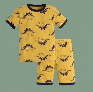 Детская пижама, принт "Динозавры", цвет желтый