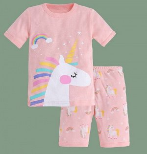 Детская пижама, принт "Единорог", цвет светло-розовый