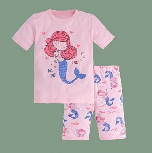 Детская пижама, принт "Русалка", цвет розовый