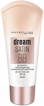Maybelline New York BB Крем для лица &quot;Dream Satin&quot;, увлажняющий, SPF 30, светлый, 30 мл