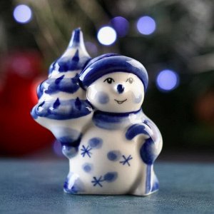 Сувенир "Снеговик", 5х3х7 см, гжель