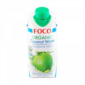 Кокосовая вода 100% органическая, без сахара FOCO