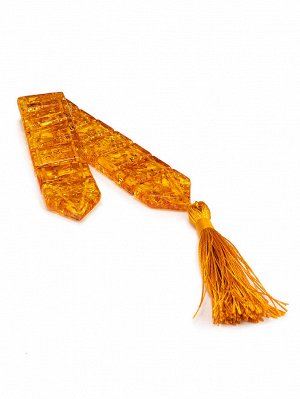 Перекидные чётки из формованного золотистого янтаря с кисточкой