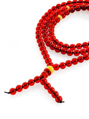 Буддистские чётки  — браслет из натурального янтаря красного цвета