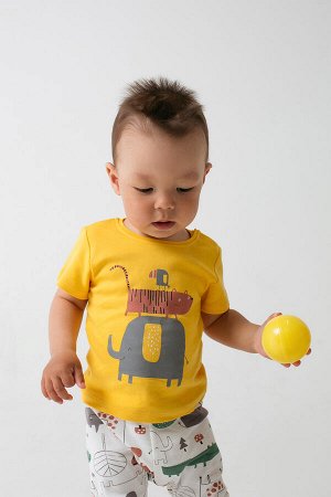 Футболка для мальчика Crockid К 300582 желтый (звери африки)