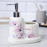 Дозатор для мыла со стаканом &quot;Pink mood&quot;, 300 мл