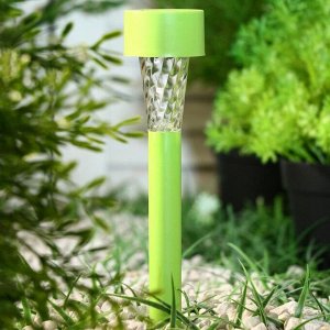 Фонарь садовый на солнечной батарее "Трапеция", 29,5см, d=4.5см,1 led, пластик,зеленая ножка