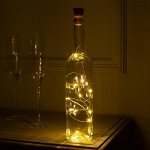 Гирлянда &quot;Нить&quot; 1 м роса с пробкой, IP44, серебристая нить, 10 LED, свечение тёплое белое, фиксинг, солнечная батарея