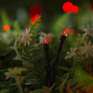 Гирлянда "Нить" 20 м, тёмная нить, 200 LED, свечение красное, 2 режима, солнечная батарея