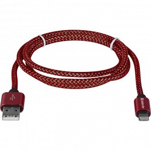 Шнур USB А - Lightning (1м) шт.-шт. Defender ACH01-03T PRO 87807 LED крас.