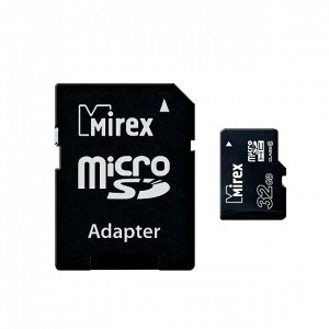 Карта памяти micro-SD Mirex 32GB class 10 + адаптер