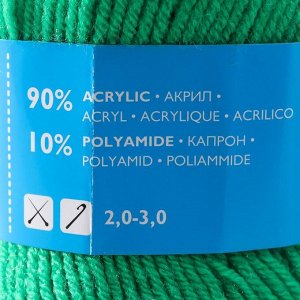 Пряжа Mowgli Eco (МауглиЭко) 90% акрил, 10% капрон 200м/50гр ярк.зел (47)