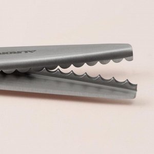 AURORA Ножницы «Волна», 23 см, шаг - 7 мм, цвет чёрный/красный