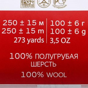 Пряжа "Деревенская" 100% полугрубая шерсть 250м/100гр (174-Стальной)