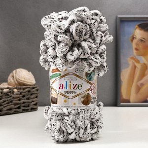 Плюшевая пряжа для вязания руками ALIZE, Puffy, 100% микрополиэстер, 9 м/100 г, (686 белый леопард)
