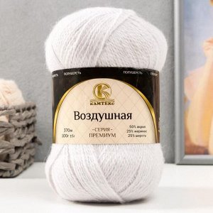 Пряжа "Воздушная" 25%меринос. шерсть, 25%шерсть, 50%акрил 370м/100гр (008 серебристый)