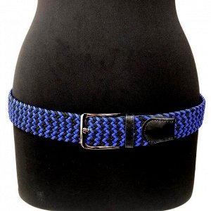 Плетеный ремень-резинка Elee комбинированного сине-чёрного цвета, длина 99 см.