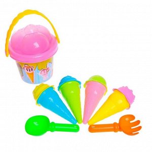 Песочный набор «Ведёрко с мороженым», 12 предметов, цвета МИКС