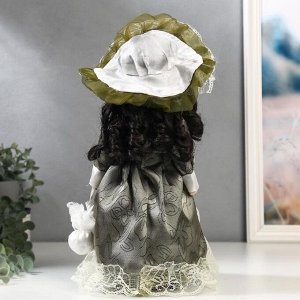 Кукла коллекционная керамика "Маленькая мисс в оливковом платье" 30 см