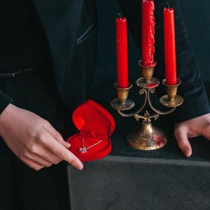 Футляр бархатный под набор «Сердце»9x8,5, цвет красный