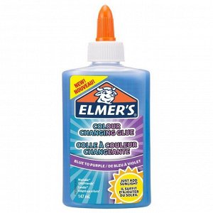 Клей канцелярский Elmers "Color Changing Glue",147мл, для слаймов, меняющ цв., синий-фиолет, непрозр