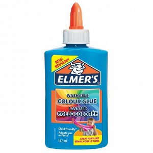 Клей канцелярский Elmers "Colour Glue", 147мл, для слаймов, синий, непрозрачный
