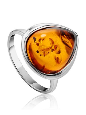 Лаконичное кольцо из серебра и янтаря чайного оттенка «Джульетта»
