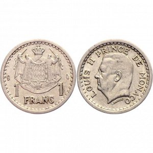 Монако 1 Франк 1943 год XF+ KM# 120 Луи II 11 князь Монако (КОЮ) (#ФР-00120445)