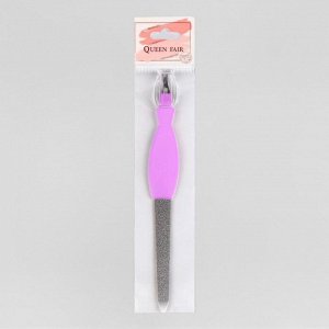 Queen fair Пилка-триммер металлическая для ногтей, фигурная ручка, 17 см, цвет МИКС
