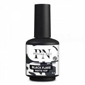 Patrisa Nail Black Flake- матовый топ с чёрными хлопьями