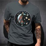 Мужская футболка, принт &quot;Космонавт&quot;, надпись &quot;Universe new horizons&quot;, цвет серый