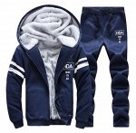 Мужской утепленный костюм, принт &quot;HAD Hood Dy Air&quot;, принт &quot;Полосы&quot;, цвет синий